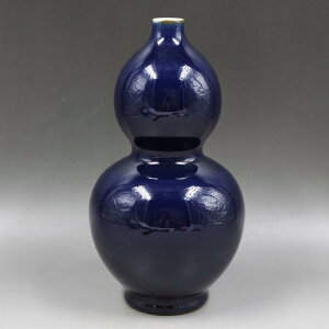 大清康熙年制祭藍釉葫蘆瓶手工仿古老貨瓷器家居擺件古董古玩收藏1入