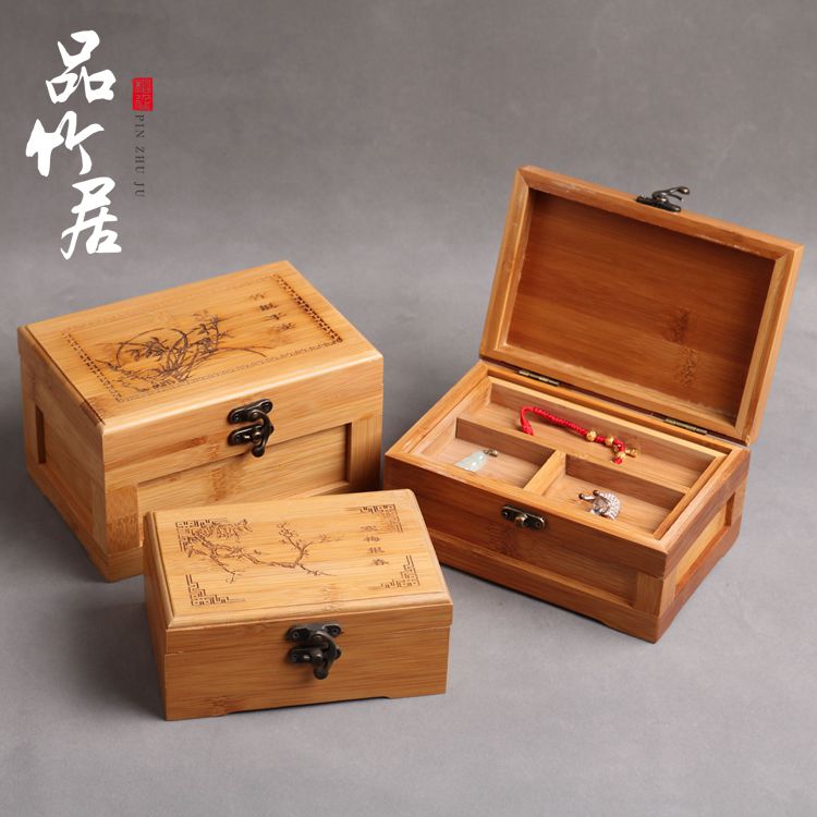 竹製工藝品竹工藝木質首飾收納盒公主韓式竹製首飾盒小號收藏盒子