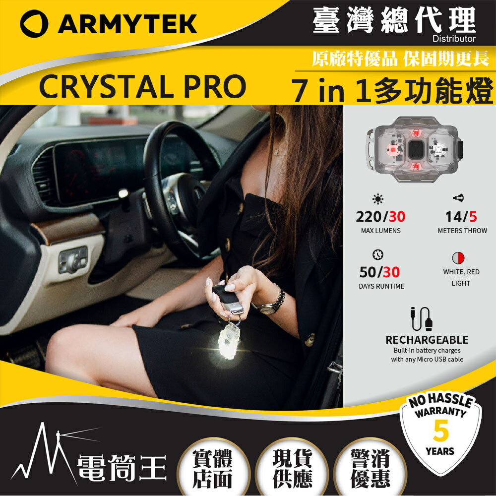 【電筒王】加拿大 Armytek CRYSTAL PRO 220流明 智能感應煞車燈 頭燈 警示燈 帽沿燈 單車煞車燈