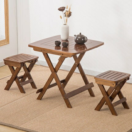 小摺疊方桌子正方形摺疊桌餐桌楠竹實木吃飯桌簡易家用陽台摺疊桌