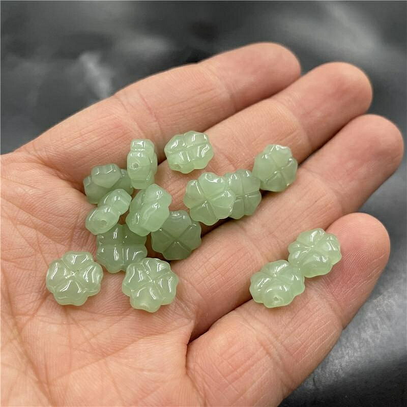 雕刻中國結手工蓮花珠圓形飾品隔珠配件diy吊墜繩和田碧玉蓮蓬