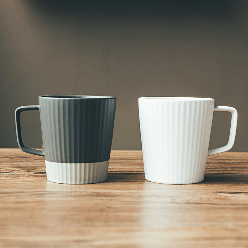 日式條紋馬克杯情侶對杯大容量辦公室水杯磨砂陶瓷早餐牛奶咖啡杯