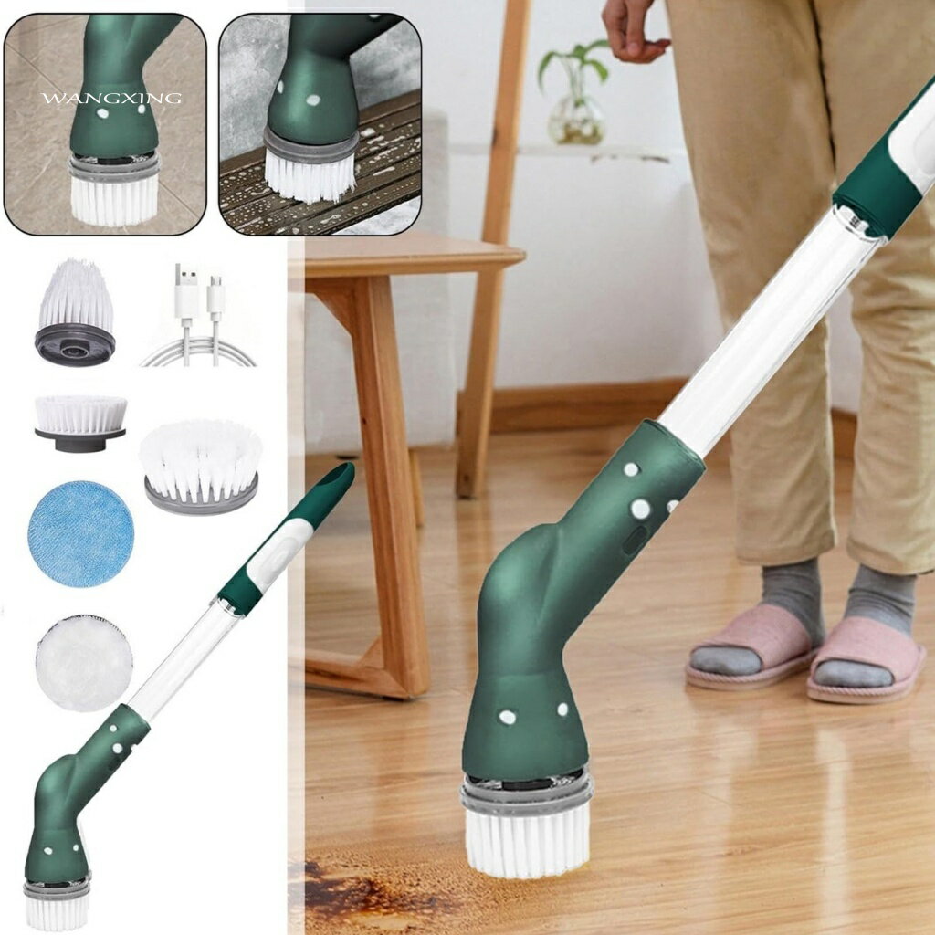 地板清潔工具多功能無繩電動清潔刷,帶 4 個可更換頭,適用於家庭和浴室