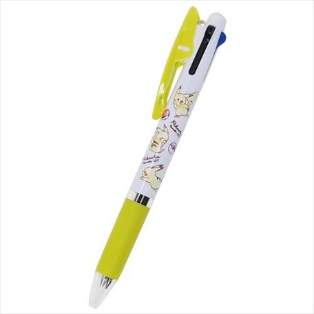 大賀屋 日本製 皮卡丘 三色筆 文具 筆 原子筆 圓珠筆 日本文具 日式文具 寶可夢 口袋妖怪 正版 J00016382