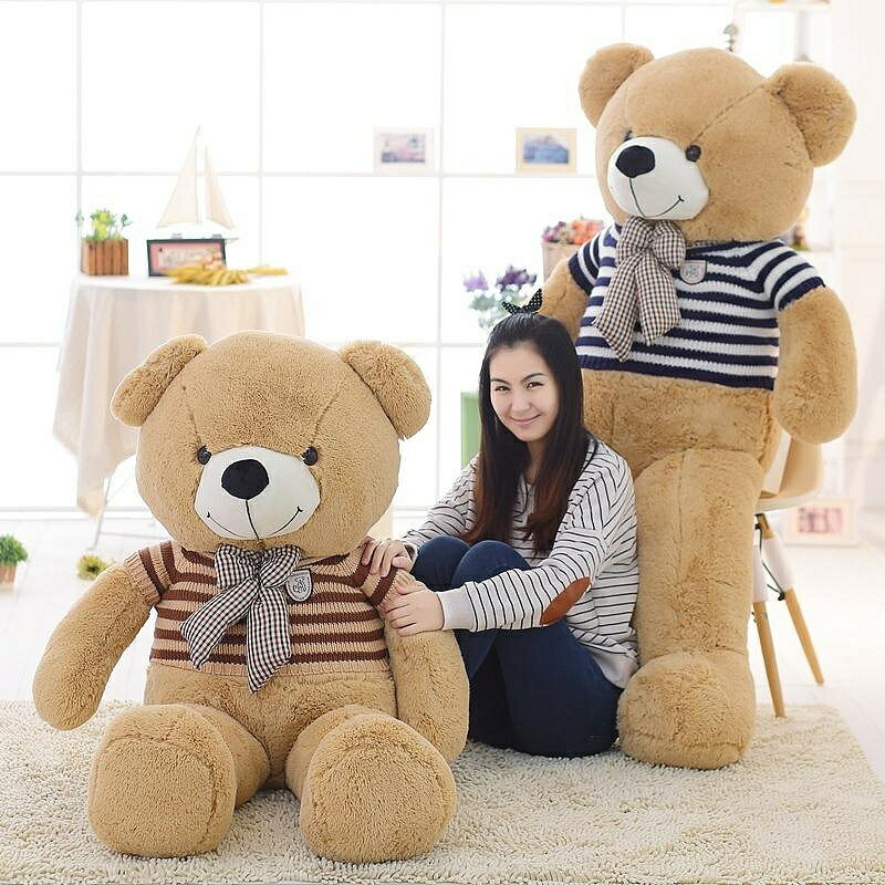 可愛毛絨玩具大號泰迪熊公仔穿毛衣領結熊女朋友生日禮物 玩偶/生日/情人/聖誕禮物/毛絨娃娃/抱枕娃娃