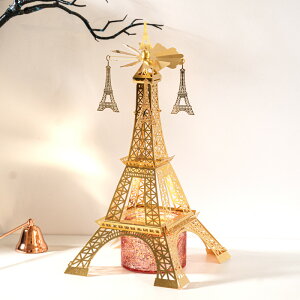 浪漫巴黎埃菲爾鐵塔旋轉燭臺艾菲爾模型創意家居飾品擺件生日禮物