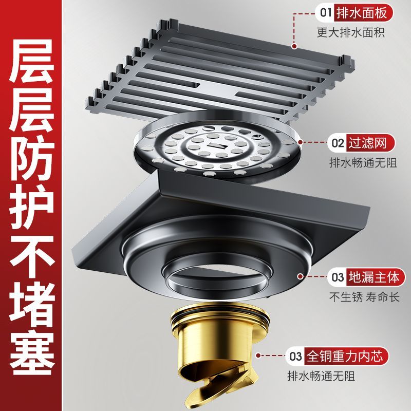 免運 地漏 落水頭 防臭地漏 地漏芯 水孔蓋 集水槽 排水孔座第伊潔地漏304不銹鋼衛生間浴室下水道防蟲臭洗衣機地漏全銅內芯特惠/開立發票Z1010