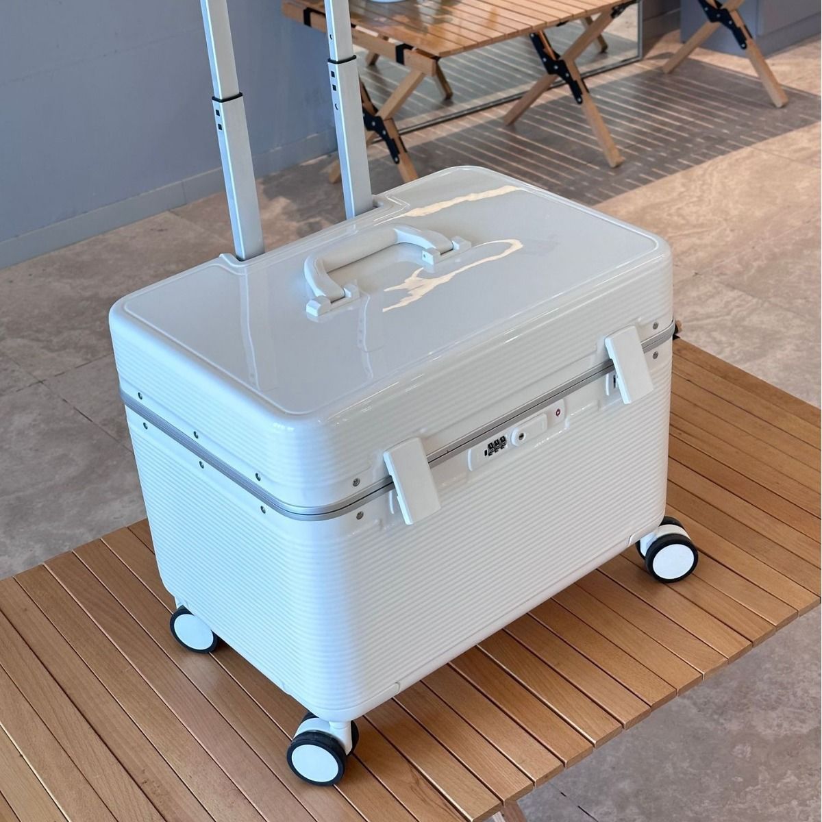 新款機長箱18寸上翻蓋攝影拉桿箱輕便高檔行李箱皮箱靜音萬向輪男