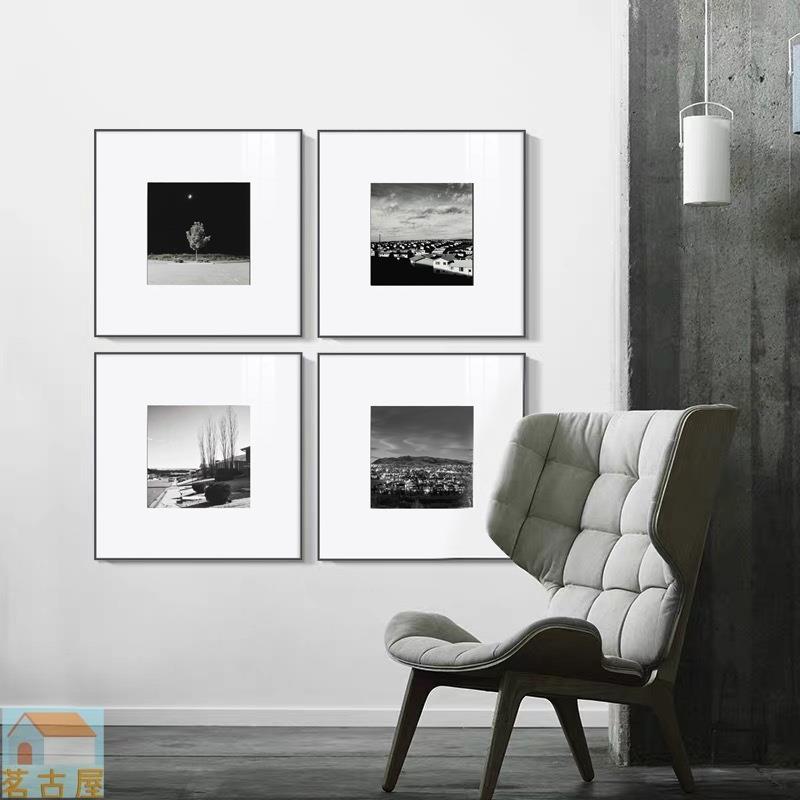 現代簡約客廳裝飾畫黑白風景攝影小眾藝術掛畫臥室書房懷舊輕奢畫
