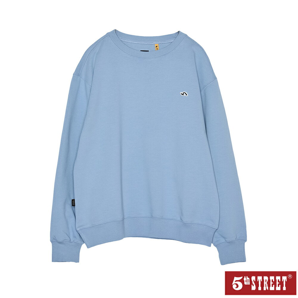 中性款 大學T 長袖 T恤 TEE 上衣 印花 藍色 (560992) 【5th STREET】【年貨節全館390起】 治裝激推 最高折426