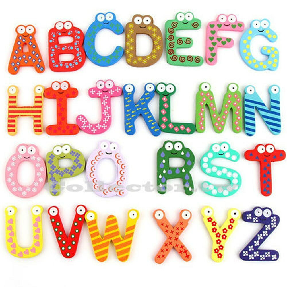 ✤宜家✤兒童早教玩具-創意木質英文字母磁貼 磁鐵 冰箱貼 26個裝