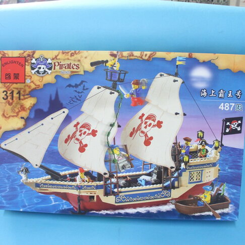 啟蒙積木311 海上霸王號積木海盜船系列約487片入/一盒入(促900)~跟樂高 - Main Image