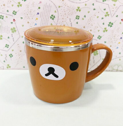 【震撼精品百貨】Rilakkuma San-X 拉拉熊懶懶熊 拉拉熊不銹鋼杯附蓋-咖啡臉#46406 震撼日式精品百貨