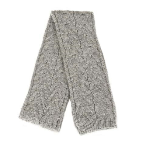 紐西蘭100%純羊毛圍巾*麻花粗針織毛線編織手織感_灰色