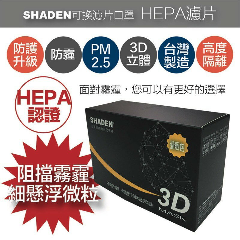 強強滾p-SHADEN可換濾片★HEPA濾片（一盒10片）(沒有含囗罩本體)