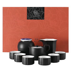 昱器 彩陶團圓功夫茶具套裝家用簡約泡茶陶瓷茶杯茶壺整套送禮盒