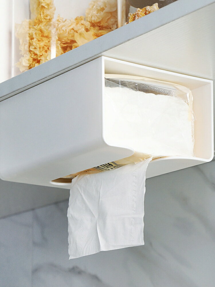 新品廚房無痕貼抽紙盒墻上壁掛式紙巾架創意塑料多功能廁所紙巾盒