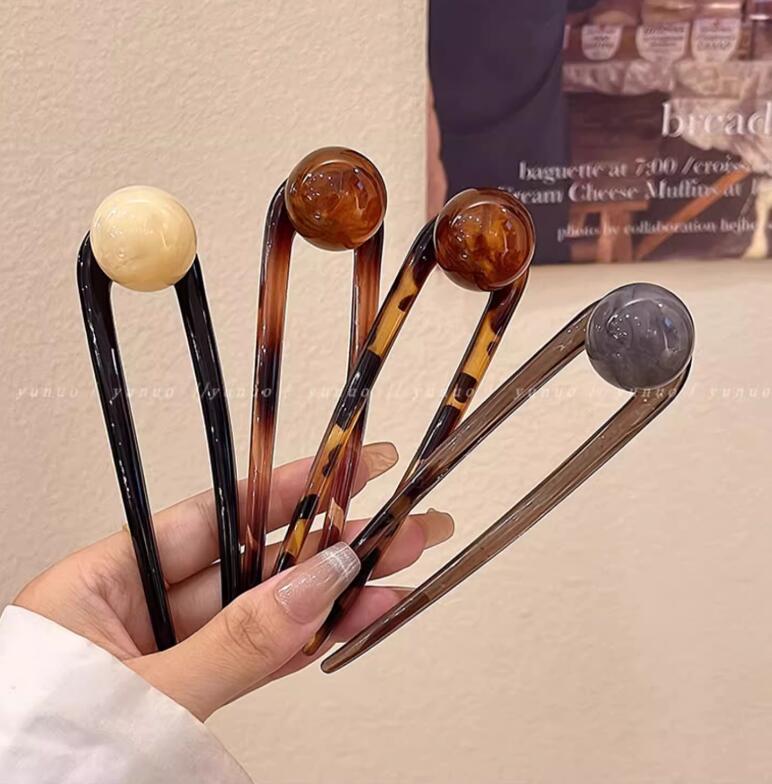 復古簡約珍珠u型發簪女古風新中式盤發簪子高階感丸子頭發釵夏季【繁星小鎮】