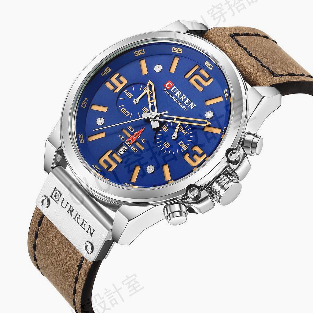 curren  8314 時尚潮流 商務休閒 男士手錶 運動六針 石英錶  防水日曆男表【亞德機械五金家居】 3