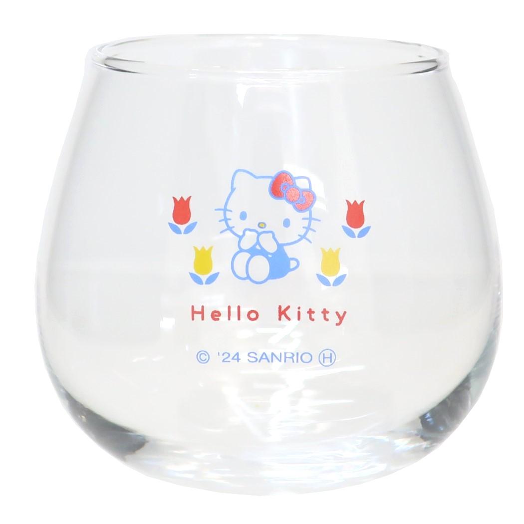 【震撼精品百貨】凱蒂貓 Hello Kitty~日本SANRIO三麗鷗 KITTY不倒翁玻璃杯-花*12383