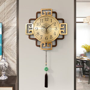 中式客廳掛鐘中國風靜音大氣新中式掛表家用時尚裝飾純銅掛墻時鐘
