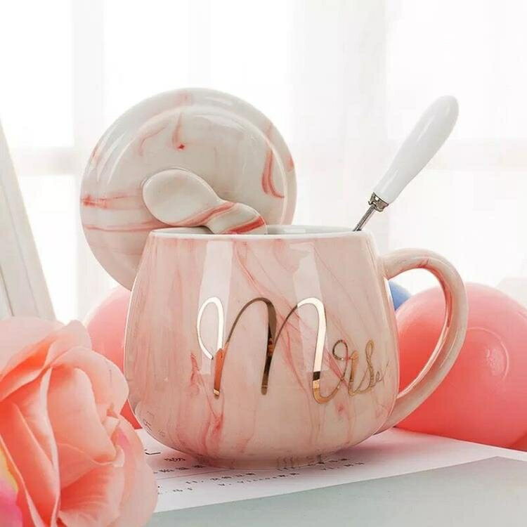 馬克杯 創意馬克杯帶蓋勺潮流個性杯子女陶瓷INS北歐水杯家用牛奶咖啡杯