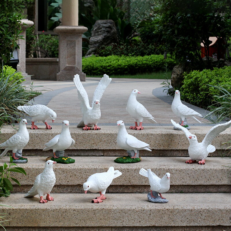 福錦記 仿真鴿子擺件和平白鴿模型戶外花園景觀雕塑草坪裝飾小品