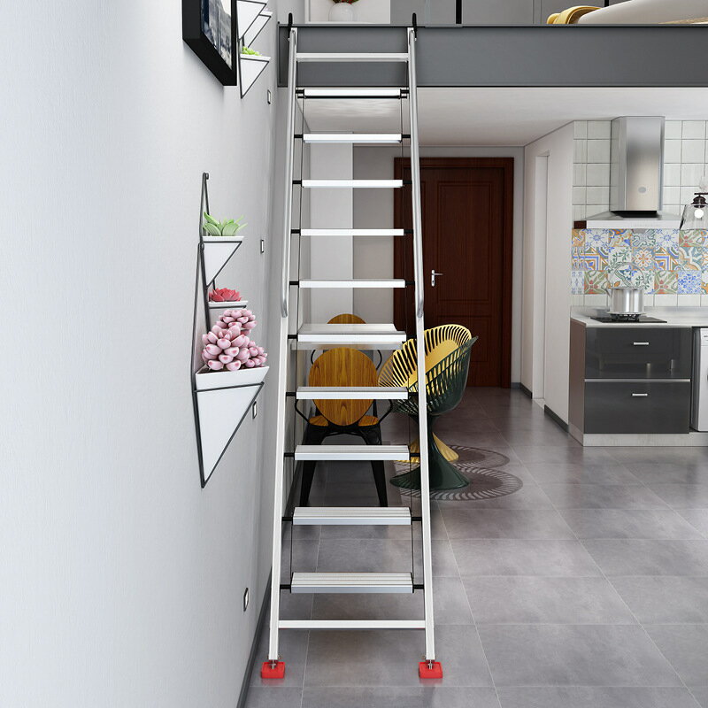 家用鋁合金閣樓梯子十步扶梯室內加厚工程梯移動伸縮閣樓梯
