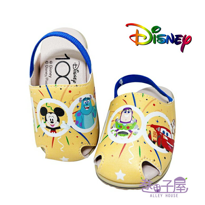 DISNEY迪士尼 童鞋 米奇 麥坤 大集合 100週年 包趾涼鞋 休閒涼鞋 手工涼鞋 [123408] 黃 MIT臺灣製造【巷子屋】