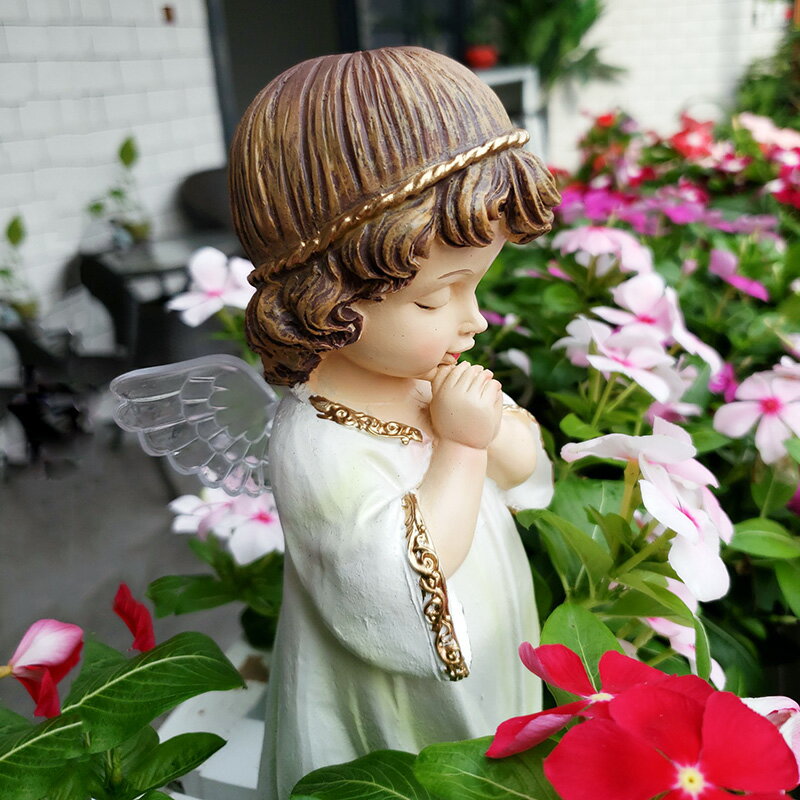 花園擺件 戶外 庭院裝飾小擺件園藝裝飾品樹脂美式小天使娃娃擺件