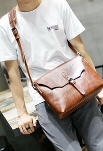 FINDSENSE Z1 韓國 時尚 潮 男 休閒戶外 複古咖啡色 皮質 多功能 單肩包 斜背包 側背包 斜挎包