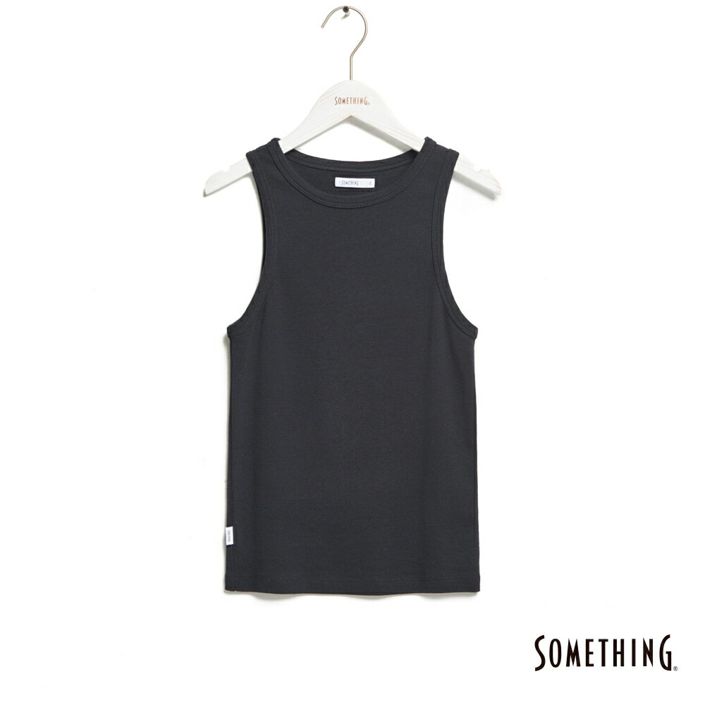 SOMETHING 螺紋無袖背心-女款 黑色