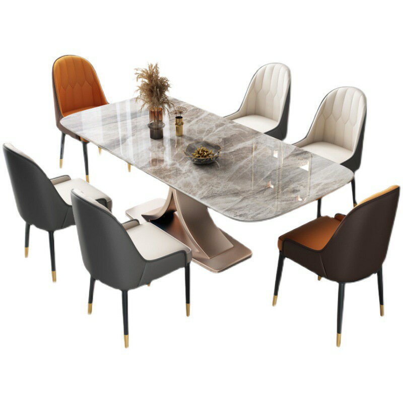【免運】美雅閣| 意式輕奢巖板餐桌椅組合現代簡約家用小戶型長方形西餐桌吃飯桌子