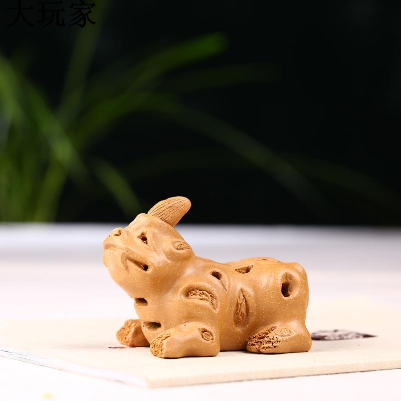 創意宜興手工紫砂擺件 枯木貔貅茶寵精品風水雕塑批發