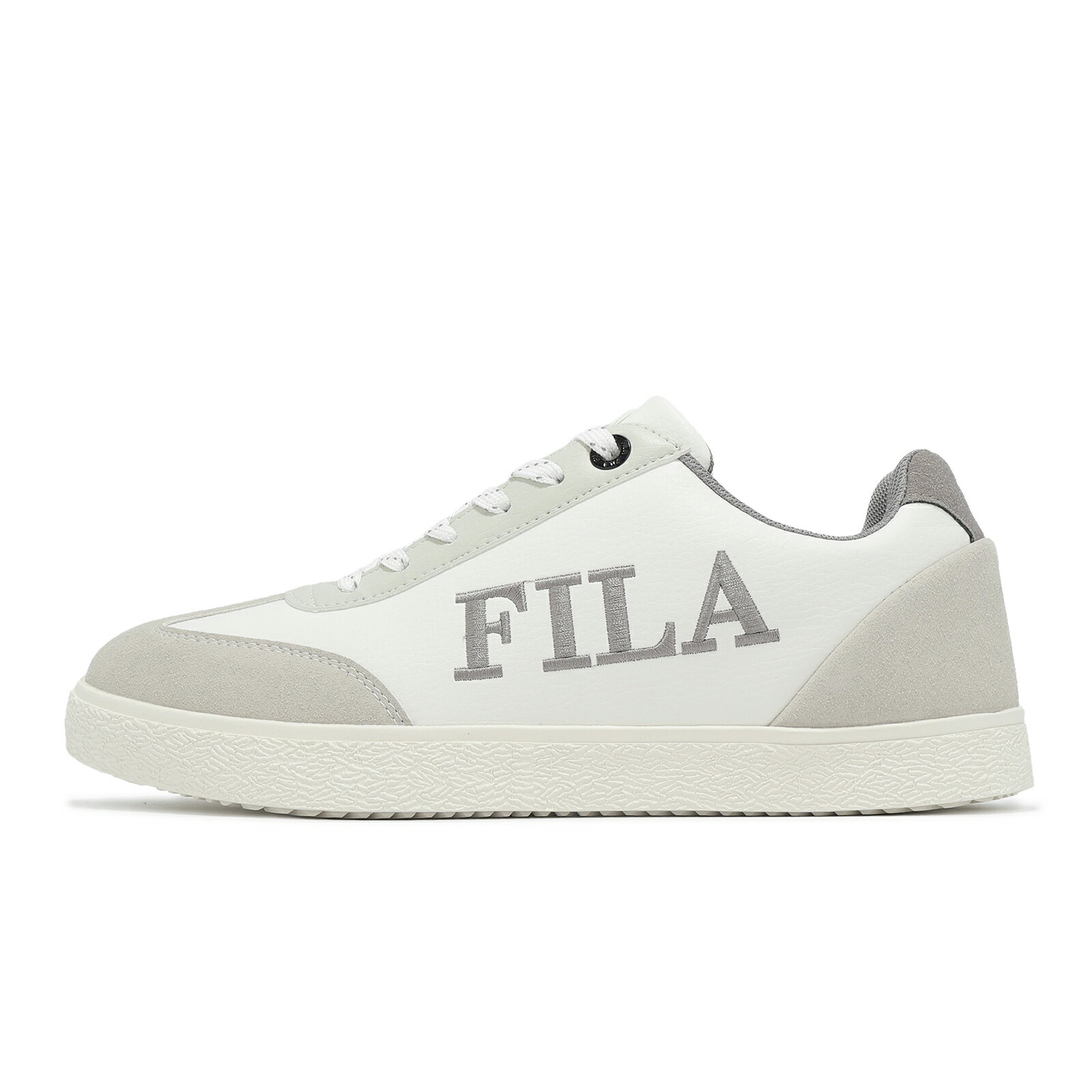 Fila 休閒鞋 Emblem 男鞋 白 灰 麂皮 低筒 復古 膠底 斐樂 1C942Y144
