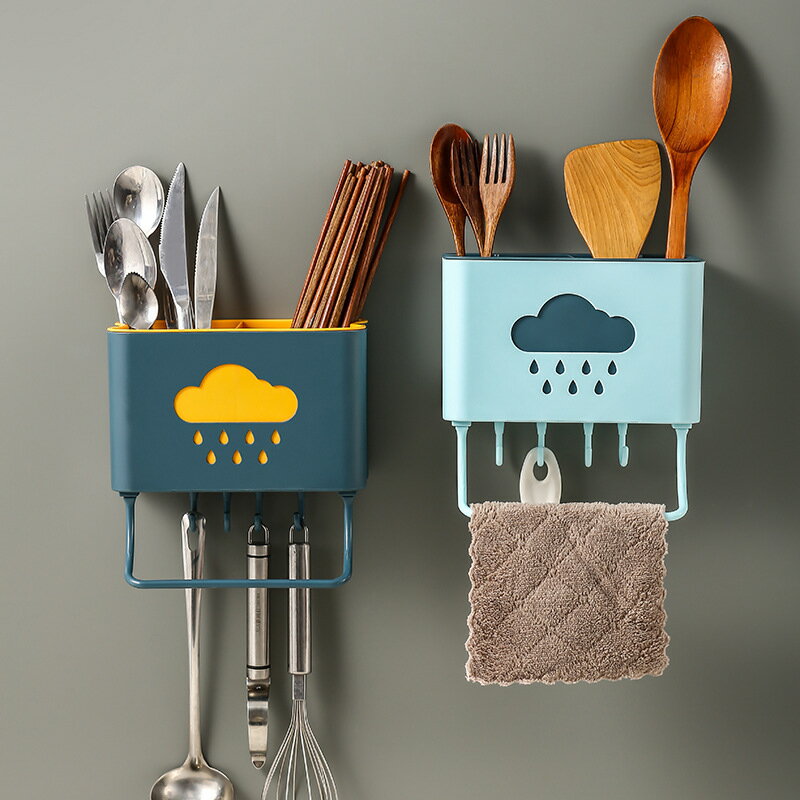 筷子籠家用廚房壁掛式筷簍鏤空瀝水餐具勺子收納架置物架免打孔