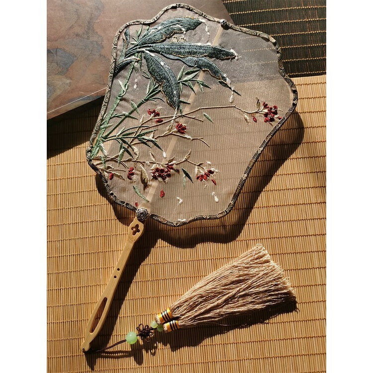 手工刺繡團扇 刺繡團扇 漢服扇子 蘇繡宮扇 竹子超仙流蘇圓扇 古風扇子 中式扇子 刺繡扇子 扇子 古風 團扇古風