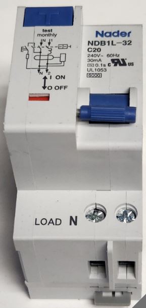 NDB1L-32 C20 1PN 上進線 240V /20A RCBO Nader 符合UL漏電保護斷路器 過載保護(含稅)【佑齊企業 iCmore】