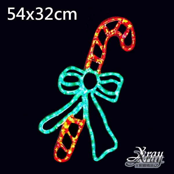 聖誕蝴蝶結柺杖(110V)，LED燈飾/聖誕佈置/聖誕掛飾/裝飾/吊飾/聖誕樹，X射線【X202300】
