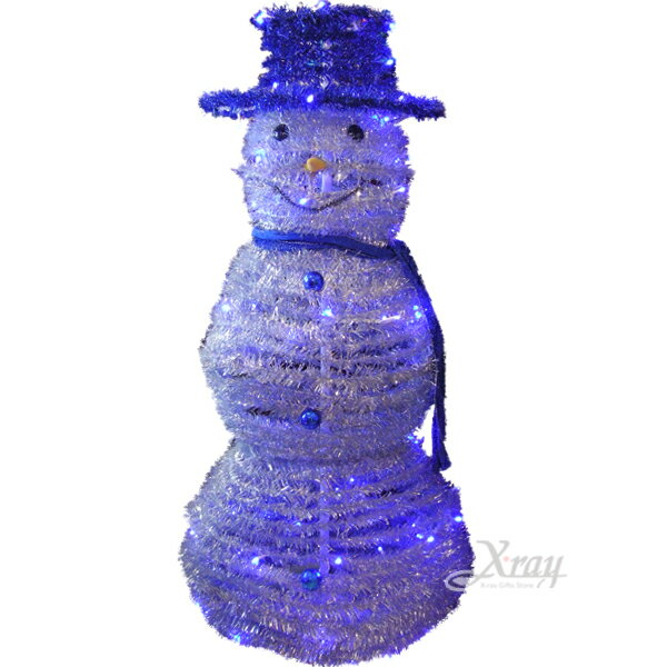 LED發光摺疊雪人(藍帽)，聖誕燈飾/聖誕佈置/擺飾/掛飾/造型燈/LED燈，X射線【X170002】
