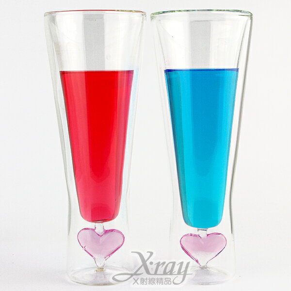 甜心咖啡冰飲杯(2入)240ml，手工造型雙層杯/玻璃杯/耐熱/不含塑化劑&雙酚A，X射線【C060002】