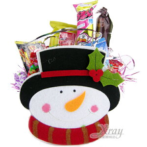 大頭雪人手提袋糖果組，糖果襪/糖果罐/聖誕節/交換禮物/聖誕小禮物，X射線【X460406】