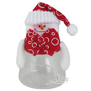三角型糖果罐-雪人(紅)，聖誕節/聖誕禮物/聖誕佈置/禮物袋，X射線【X170003】