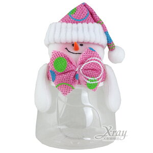 三角型糖果罐-雪人(粉)，聖誕節/聖誕禮物/聖誕佈置/禮物袋，X射線【X170004】