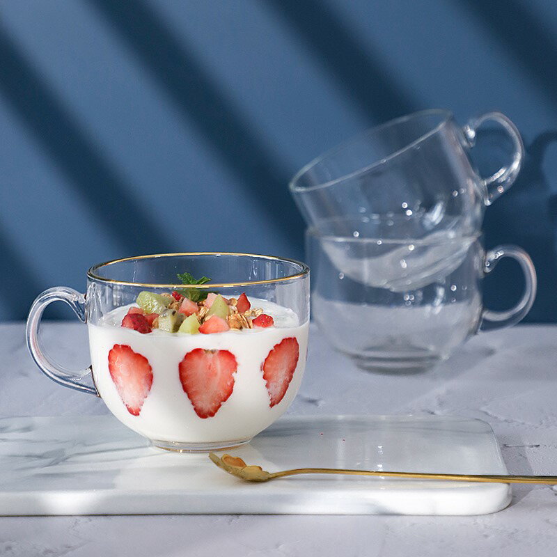 茶色玻璃杯琥珀色燕麥早餐杯子家用水杯大容量帶蓋勺咖啡耐熱牛奶