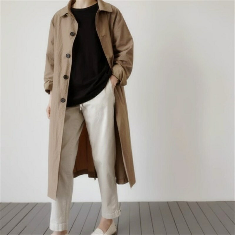 現貨+預購 風衣外套休閒大衣-寬鬆簡約長款A字女外套2色74ke12【獨家進口】【米蘭精品】