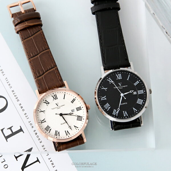 范倫鐵諾˙古柏 羅馬數字皮革錶 正品原廠公司貨 柒彩年代【NEV32】單支售價