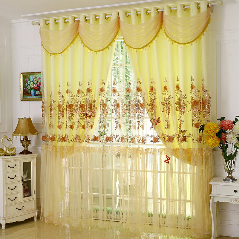 溫馨遮光窗簾成品 簡約現代清新大氣婚房公主風臥室韓式雙層窗紗