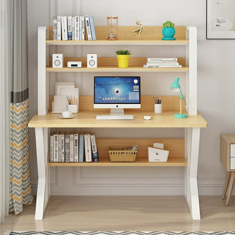 電腦桌 電腦台式桌書桌書架組合一體家用簡約臥室學生簡易桌子辦公寫字桌