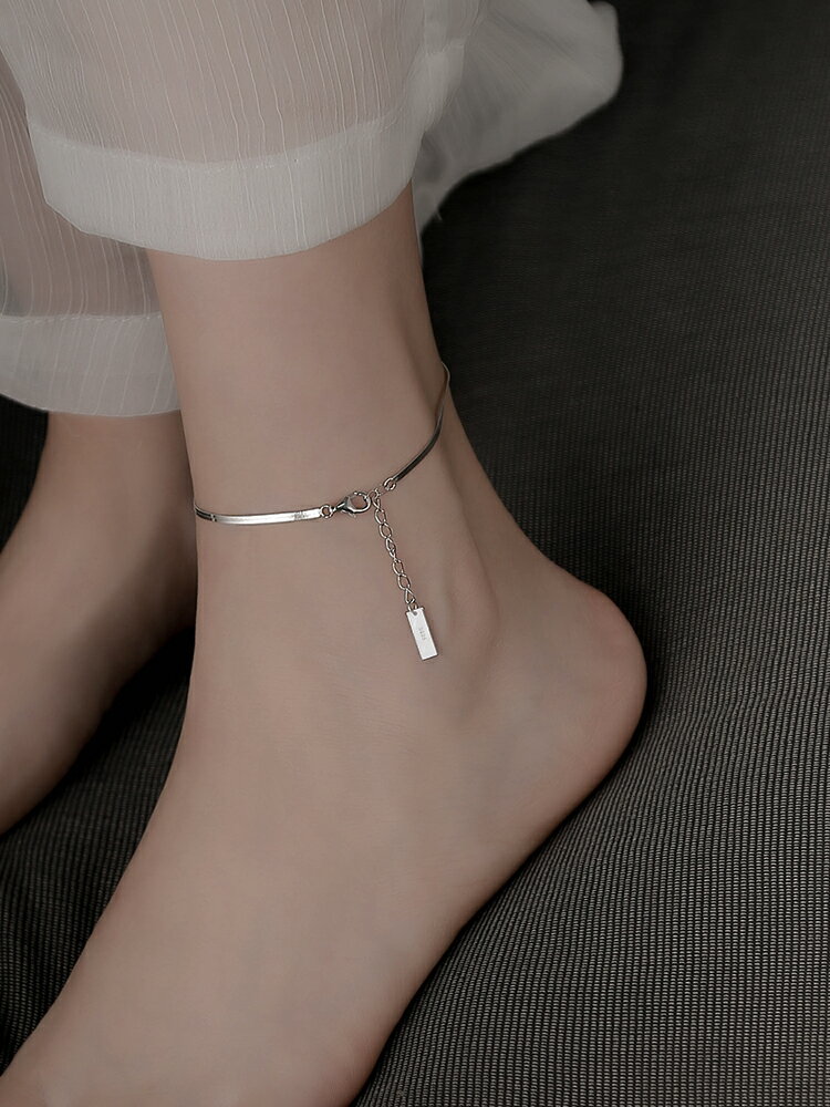cvbv純銀腳鏈女2022新款潮腳鏈ins冷淡風足鏈女純銀腳踝鏈腿鏈